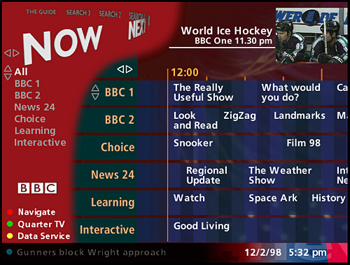 Proposed design for TV listings section from 1998