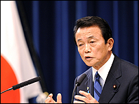 Thủ tướng Nhật Bản Taro Aso tại cuộc họp của nhóm G20 bàn về khủng hoảng tài chánh