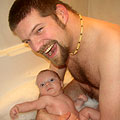 Laurence and Tom in the bath