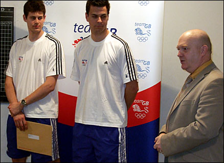 Richard Kruse, Alex O'Connell and performance director Graham Watt at the Lansdowne Club in London