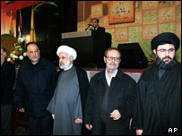 رهبران حزب الله در مراسم سوگواری مغنیه