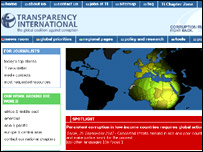 صفحه اول سایت شفافیت بین الملل