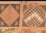 Border detail of the Syon Cope, showing heraldic shields