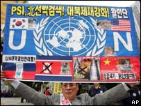 Güney Kore'de bir protestocu