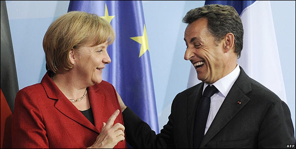 German Chancellor Angela Merkel and French President Nicolas Sarkozy in Berlin, 14 Jun 10