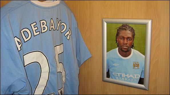 Emmanuel Adebayor's personal space in the Man City dressing room