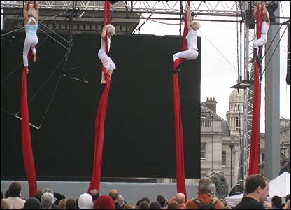 Tiết mục xiếc đu dây làm tổ
