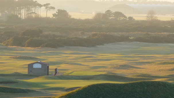 Low sun sidelights golf course