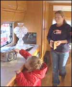 Inside traveller's caravan 