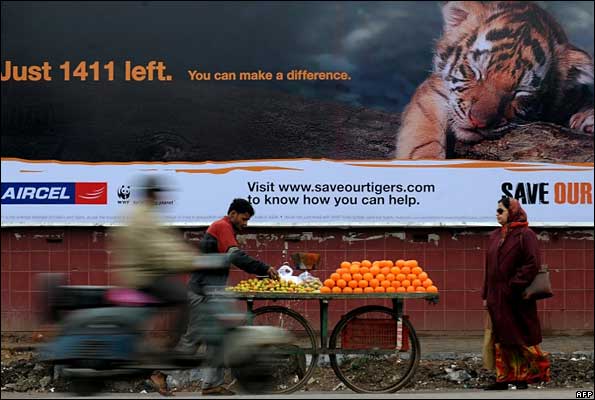 A tiger conservation advert in India