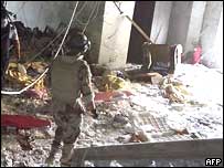 Local de explosão no Hotel Mansour, em Bagdá