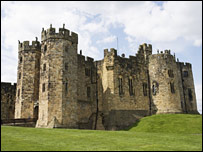Uma das locações de Harry Potter, o castelo de Alnwick