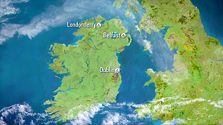 Map showing Dublin to Derry
