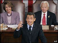 سارکوزی در کنگره آمریکا سخنرانی می کند