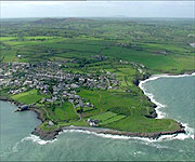 Aerial picture of the coast at Moelfre