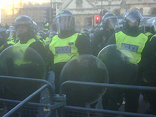 Scenes opposite Parliament at 15.33pm on Thursday