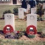 The WW2 Cemetery at Ryes (Bazenville) in Normandy, France. These are the headstones of Joseph and Robert Casson, two brothers from Whitehaven, Cumbria following a commemorative service by Normandy Veterans Association (West Cumbria Branch). (Photo used by courtesy of Mr David Casson)