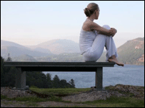 woman by lake