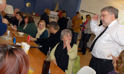 Roy stops for a chat