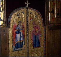 Inside Gracanica monastery