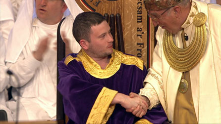 The Archdruid congratulates Rhys on his accomplishment.