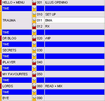 Screenshot of draft running order for iPM 12 April