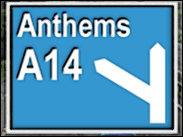 A14 Anthems Road Sign