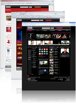 Screenshots of Barlesque in use on bbc.co.uk