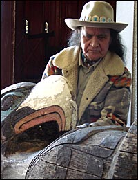 Paul Starr with the Salford totem pole