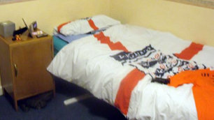 Lee's bed with England football duvet cover