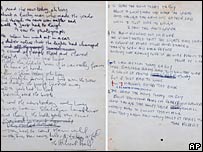 Bản thảo viết tay bài hát A Day in the Life của John Lennon, ban nhạc The Beatles