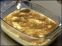 Adding Demerara sugar to the pudding