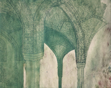 Green Haze, etching by Lauren Burgess