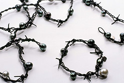 Image: barbed wire black pearl necklace
