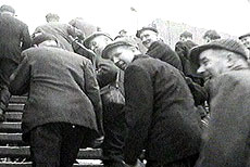 workers make their way home