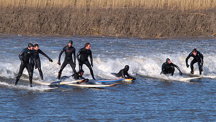 Surfing the severn bore