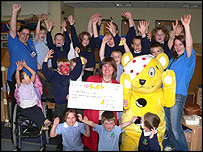 Elly and Pudsey Bear at Hob Moor fun club