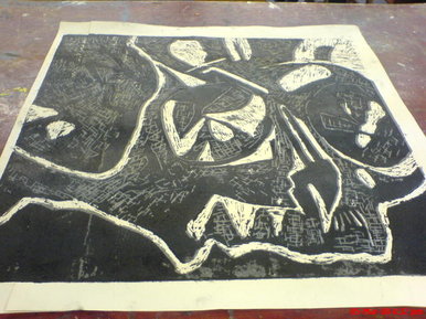 Skull woodcut