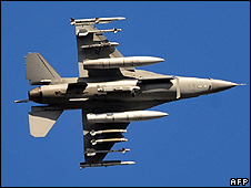 US F16 warplane takes off from the Aviano airbase in Italy