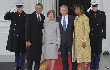 Barack Obama, Laura Bush, George Bush, Michelle Obama