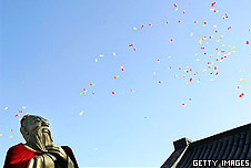 Statue of Confucius at the Changchun Confucian Temple in Jilin Province, China