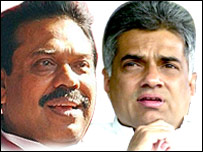 Rajapaksa and Wickramasinghe were the main candidates at 2005 elections