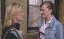 Scarlett with Zoe, leader of the girl gang