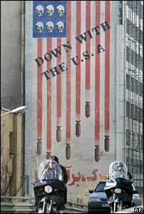 Anti-American mural on the side of a building in Tehran, Iran