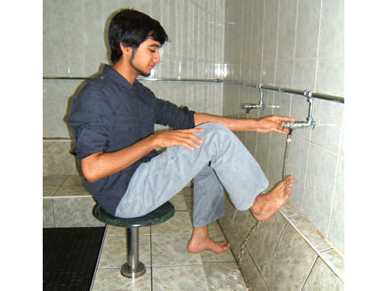 The right foot is washed.