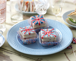 Union Jack fondant fancies