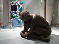 woodwork and stained glass on display