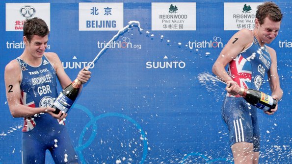 Jonny Brownlee (left) with Alistair Brownlee