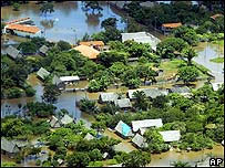 Vista aérea de Trinidad, capital do departamento de Beni