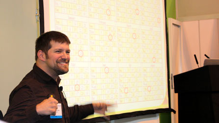 Laurence Clark performs in the Lifestyle Zone at Naidex